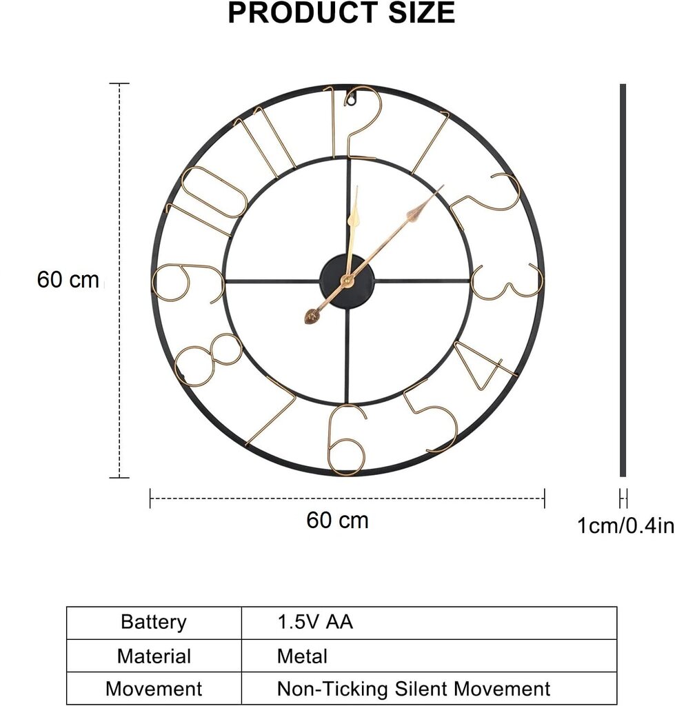 Sienas pulkstenis 60 cm cena un informācija | Pulksteņi | 220.lv