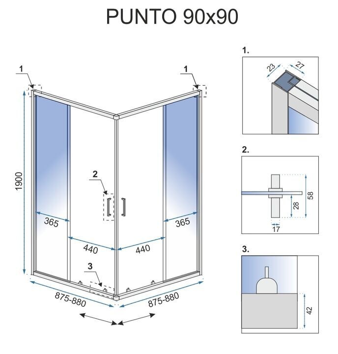 Dušas kabīne REA PUNTO 80X100 цена и информация | Dušas kabīnes | 220.lv