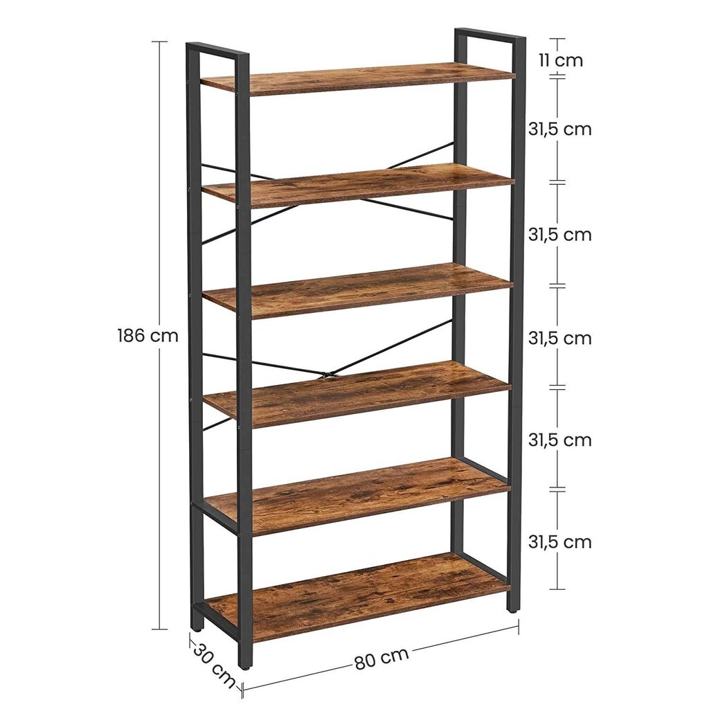 Grāmatu skapis 6 līmeņu grāmatu skapis 186 cm цена и информация | Plaukti | 220.lv