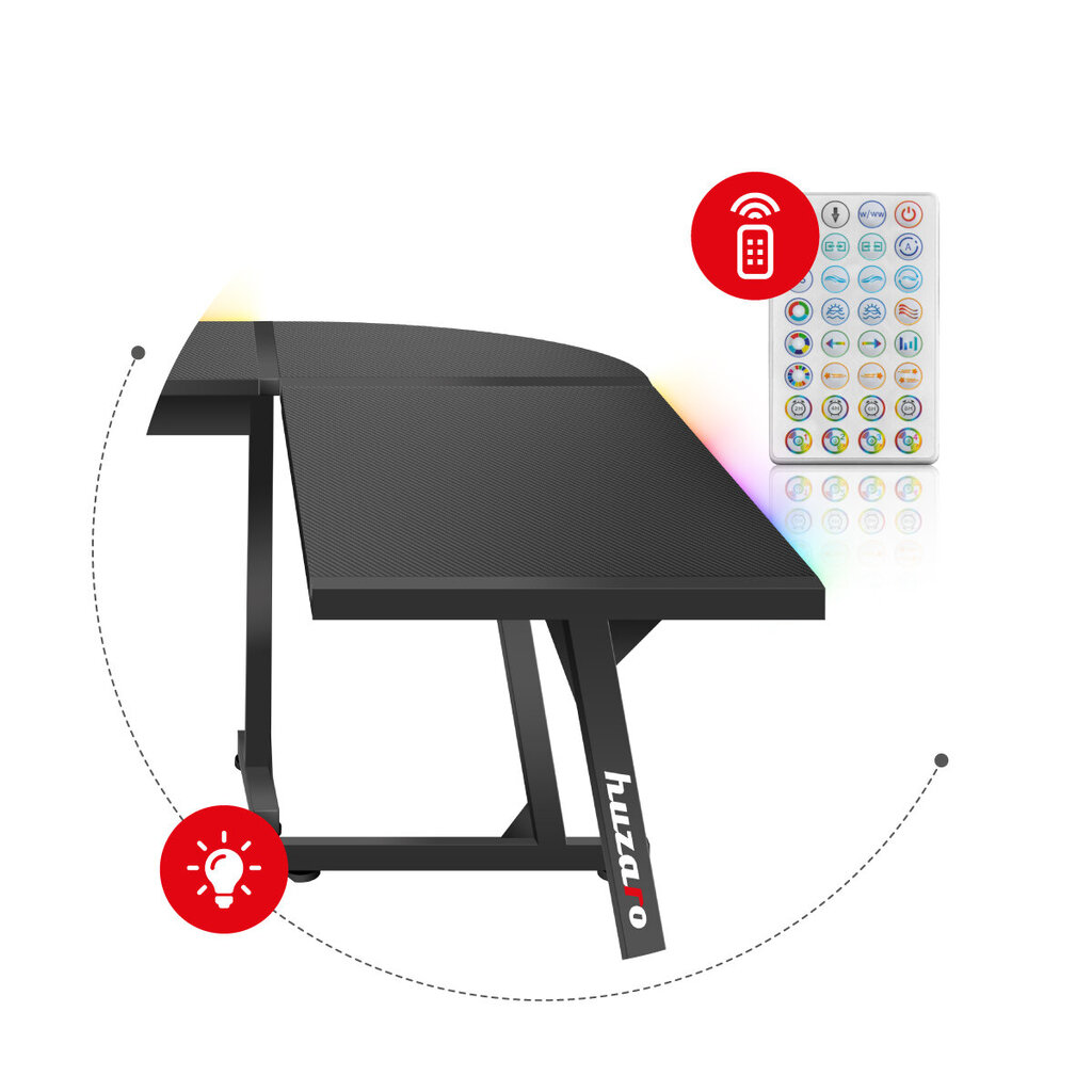 Spēļu galds Huzaro Hero 6.0 RGB LED Smart, melns cena un informācija | Datorgaldi, rakstāmgaldi, biroja galdi | 220.lv