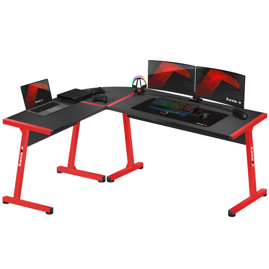 Spēļu galds Huzaro Hero 6.0, sarkans/melns cena un informācija | Datorgaldi, rakstāmgaldi, biroja galdi | 220.lv