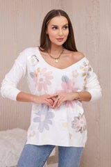Блузка для женщин Бабочки, белая цена и информация | Женские блузки, рубашки | 220.lv