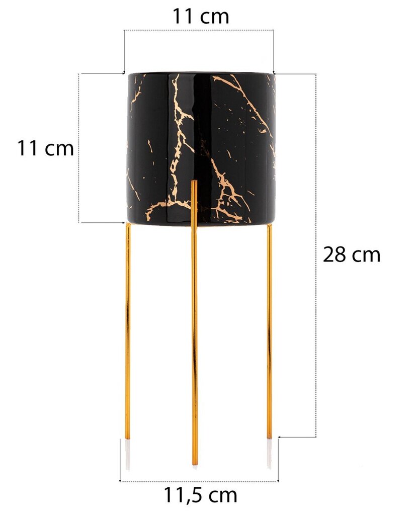 Nila Melns 27,5 cm puķu pods цена и информация | Puķu podi | 220.lv