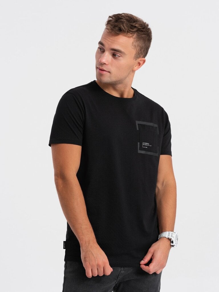 T-krekls vīriešiem Ombre Clothing 124343-7, melns cena un informācija | Vīriešu T-krekli | 220.lv