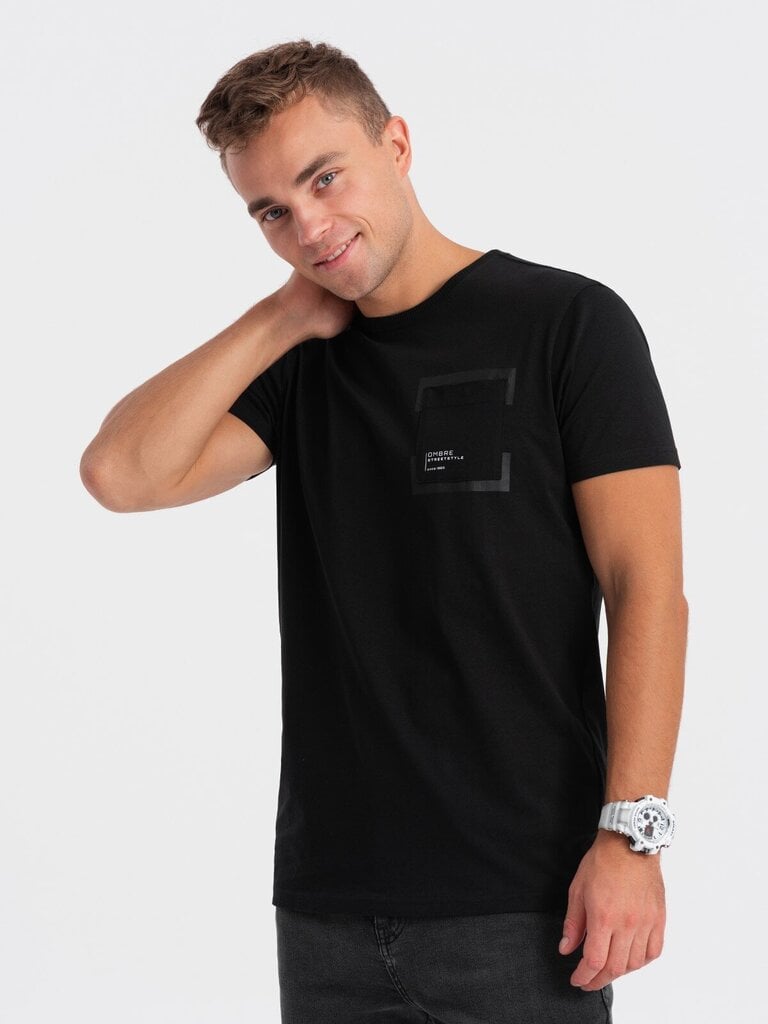 T-krekls vīriešiem Ombre Clothing 124343-7, melns cena un informācija | Vīriešu T-krekli | 220.lv