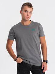 мужская хлопковая футболка с контрастной нитью - серая v1 om-tsct-0151 124337-7 цена и информация | Мужские футболки | 220.lv
