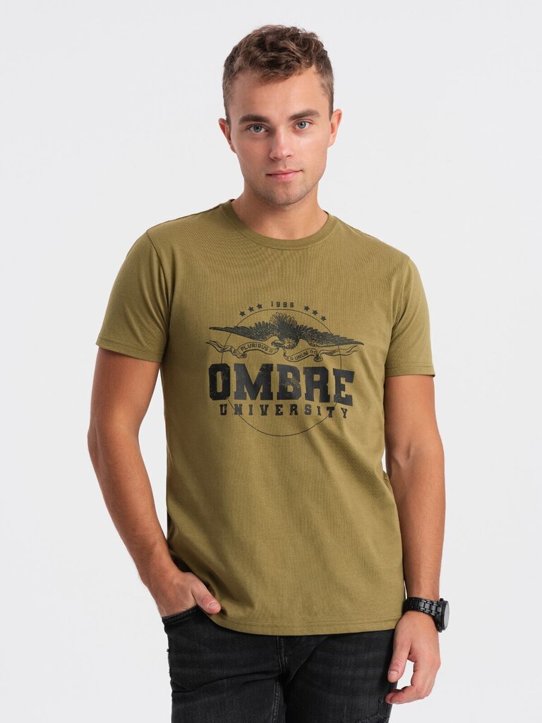 T-krekls vīriešiem Ombre Clothing 124253-7, zaļš cena un informācija | Vīriešu T-krekli | 220.lv