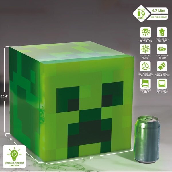 Ukonic Minecraft - Mini Fridge 6.7l 9 Cans Creeper Block цена и информация | Datorspēļu suvenīri | 220.lv