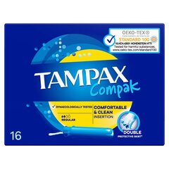 Tamponi ar aplikatoru sievietēm Tampax Compak Pearl, Regular, 16 gab. cena un informācija | Tamponi, higiēniskās paketes, ieliktnīši | 220.lv