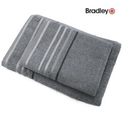 Bradley Полотенце фроте, 70 x 140 см, с полосатой каймой, серое, 3 шт цена и информация | Полотенца | 220.lv