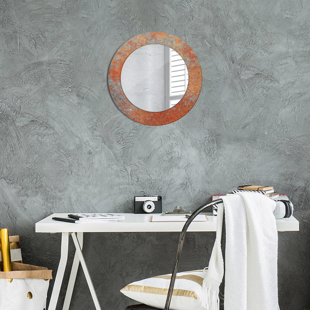 TULUP spogulis ar rāmi Sarūsējis metāls, Ø50cm, apelsīns cena un informācija | Spoguļi | 220.lv