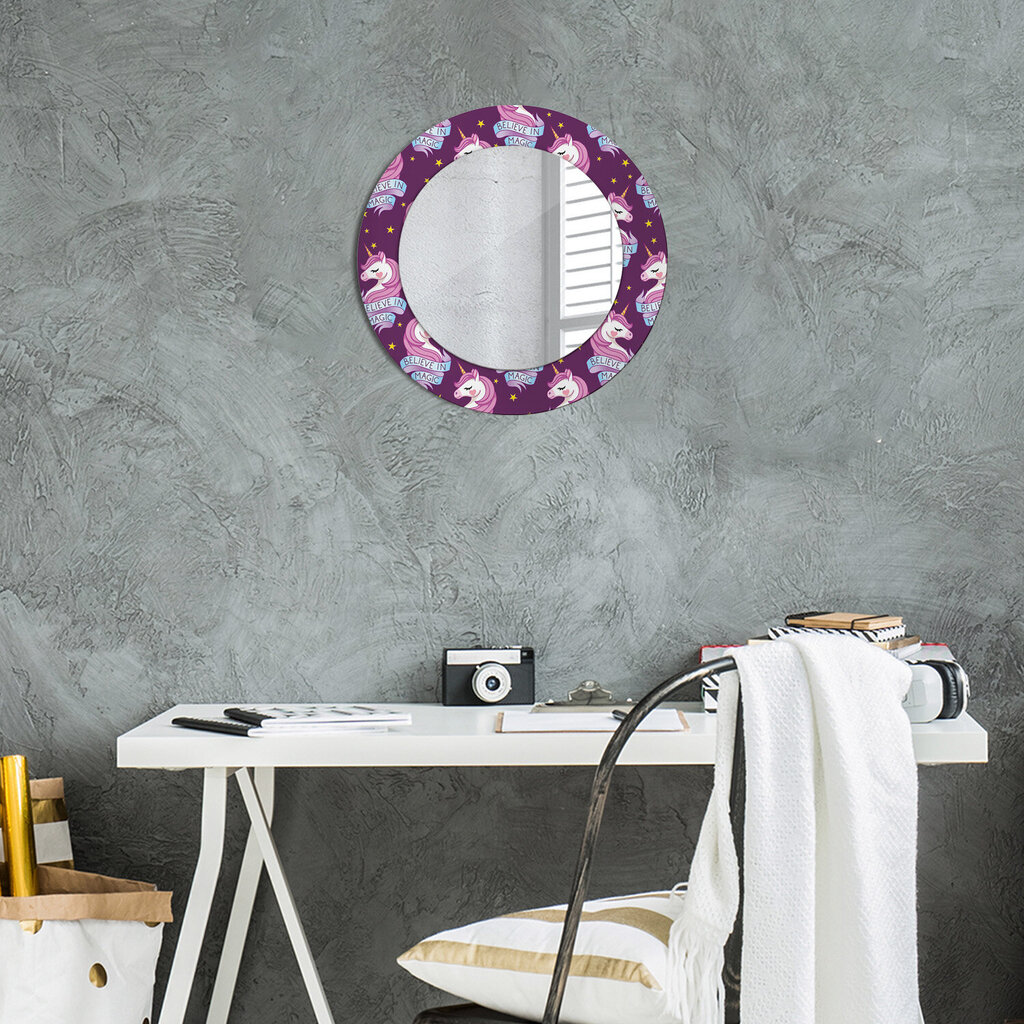 TULUP spogulis ar rāmi Vienradzis zvaigznes, Ø50cm, Violets цена и информация | Spoguļi | 220.lv