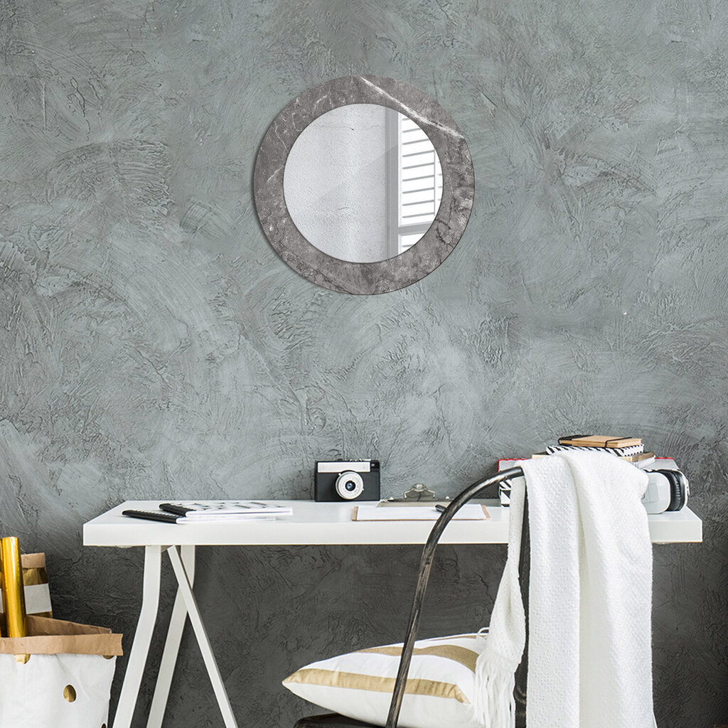 TULUP spogulis ar rāmi Zemniecisks marmors, Ø50cm, Pelēks цена и информация | Spoguļi | 220.lv