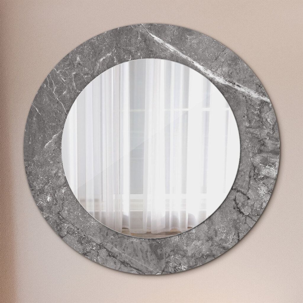 TULUP spogulis ar rāmi Zemniecisks marmors, Ø50cm, Pelēks cena un informācija | Spoguļi | 220.lv