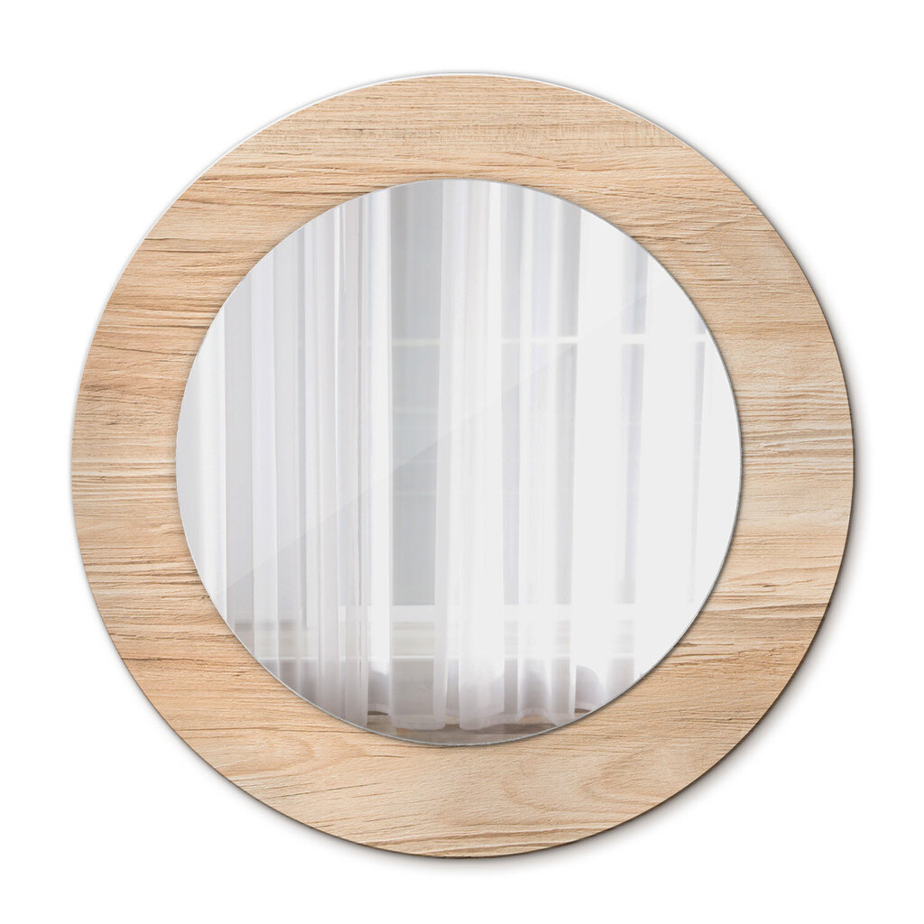 TULUP spogulis ar rāmi Koka tekstūra, Ø50cm, Bēša цена и информация | Spoguļi | 220.lv