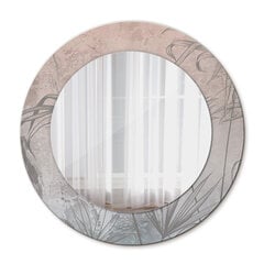 TULUP spogulis ar rāmi Tropiskie ziedi, Ø50cm, Pelēks cena un informācija | Spoguļi | 220.lv