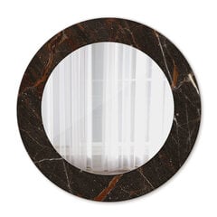 TULUP spogulis ar rāmi Brūns marmors, Ø50cm, Melns цена и информация | Зеркальца | 220.lv