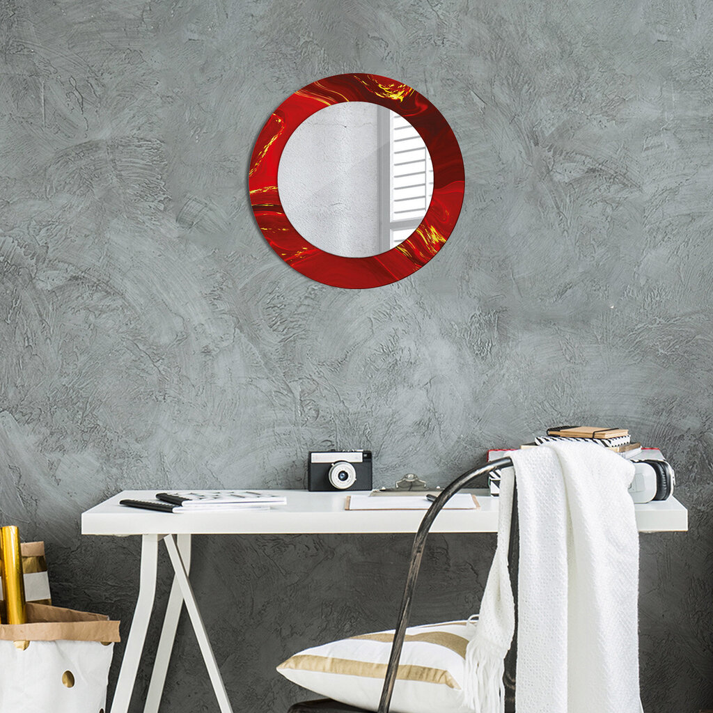 TULUP spogulis ar rāmi Sarkanais marmors, Ø50cm, sarkans cena un informācija | Spoguļi | 220.lv