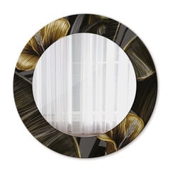 TULUP spogulis ar rāmi Hibiska ziedi, Ø50cm, Zelts cena un informācija | Spoguļi | 220.lv