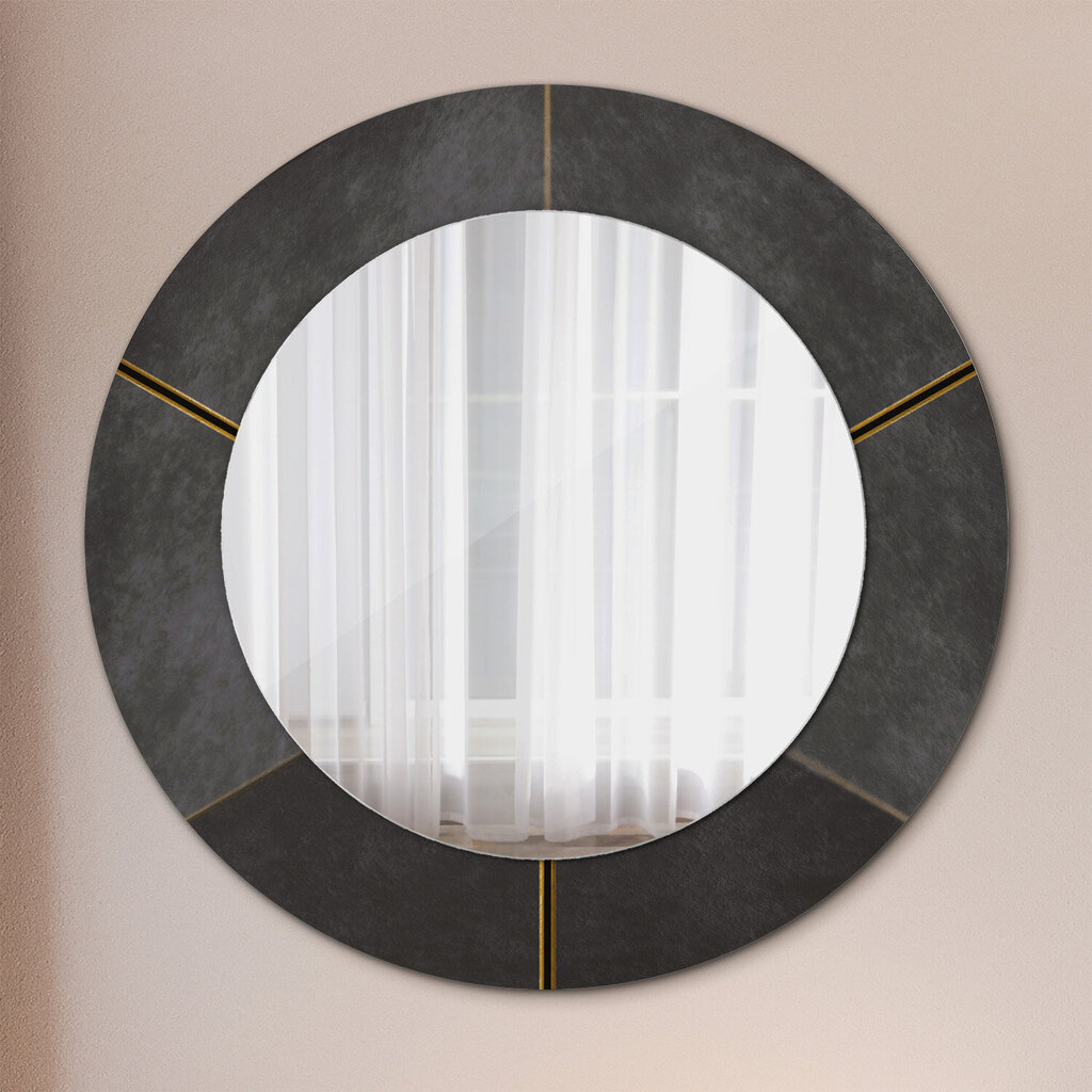 TULUP spogulis ar rāmi Pelēkie trīsstūri, Ø50cm, Melns цена и информация | Spoguļi | 220.lv
