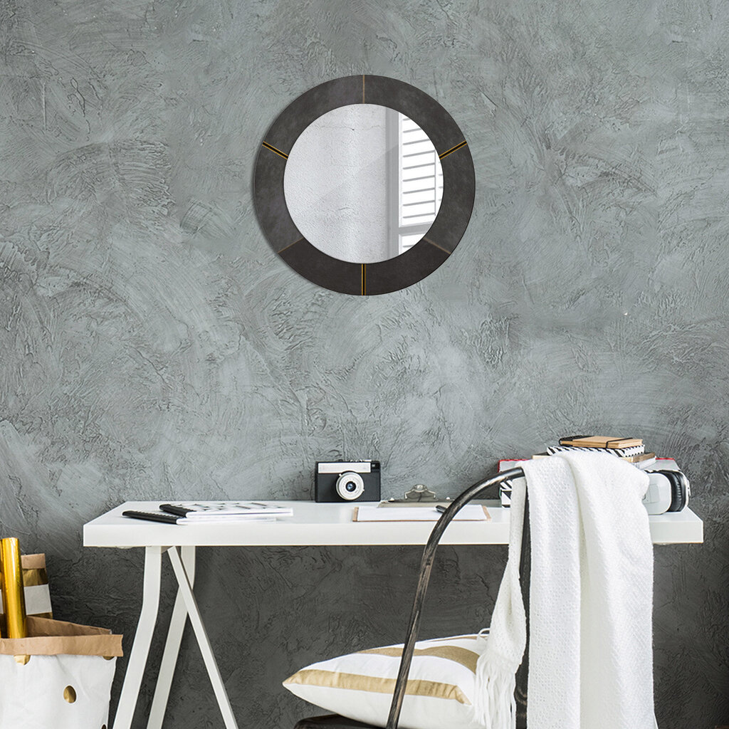 TULUP spogulis ar rāmi Pelēkie trīsstūri, Ø50cm, Melns цена и информация | Spoguļi | 220.lv