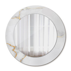 TULUP spogulis ar rāmi Baltā zelta marmors, Ø50cm, Baltums cena un informācija | Spoguļi | 220.lv