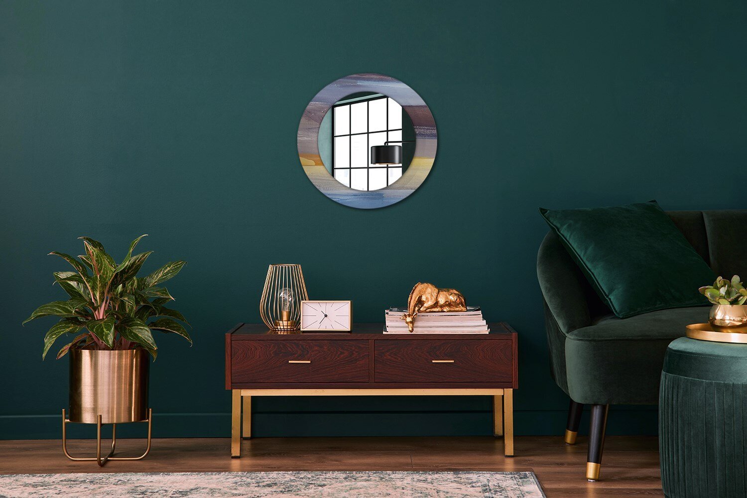 TULUP spogulis ar rāmi Abstrakta gleznošana, Ø50cm, Krāsains cena un informācija | Spoguļi | 220.lv