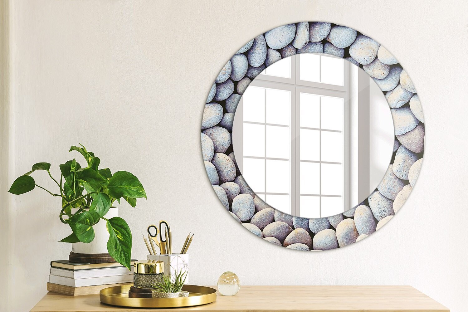 TULUP spogulis ar rāmi Jūras akmeņu aplis, Ø50cm, Gares цена и информация | Spoguļi | 220.lv