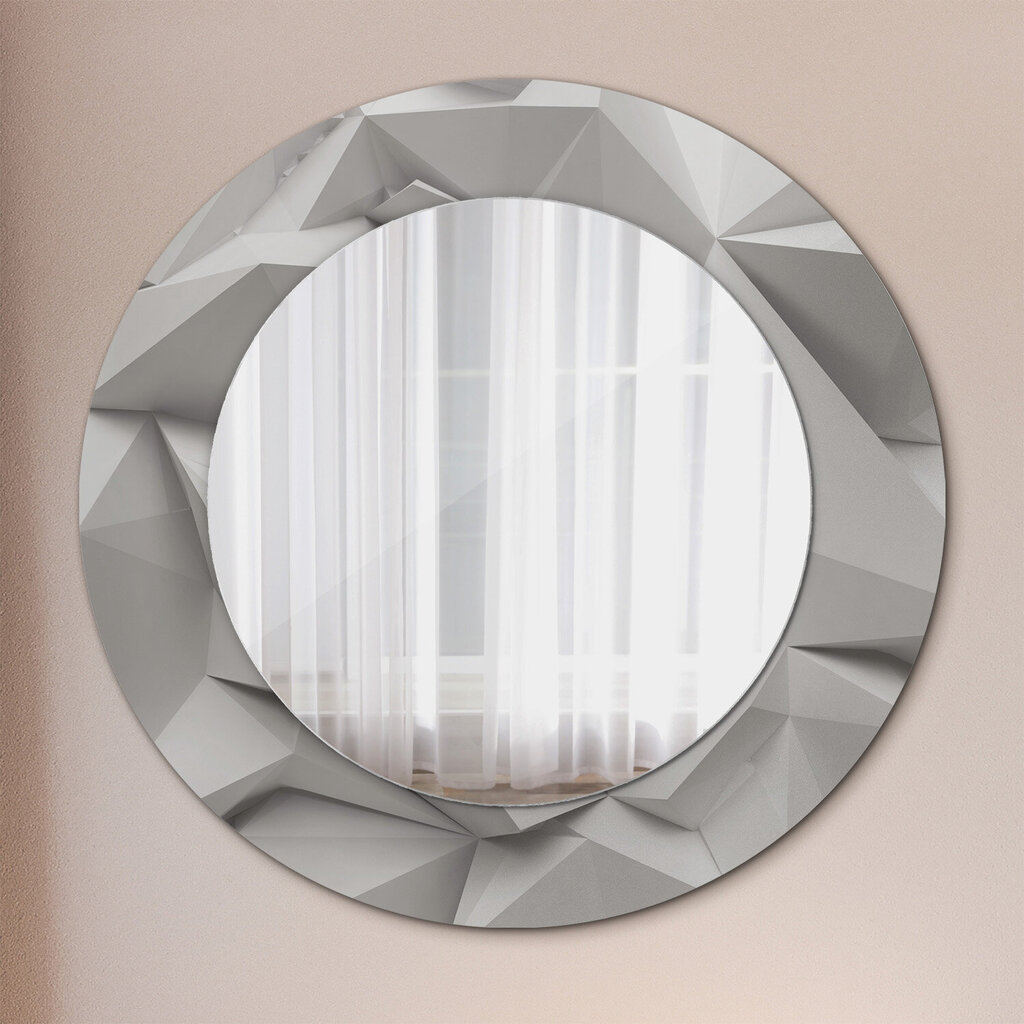 TULUP spogulis ar rāmi Abstrakts baltais kristāls, Ø50cm, Pelēks цена и информация | Spoguļi | 220.lv