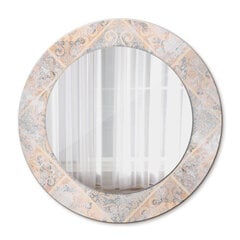 TULUP spogulis ar rāmi Nobružāts mozaīka, Ø50cm, Bēša cena un informācija | Spoguļi | 220.lv
