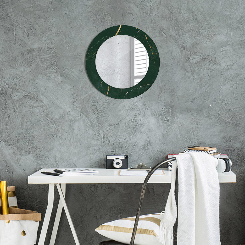 TULUP spogulis ar rāmi Delikātas zelta lapas, Ø50cm, Zaļš цена и информация | Spoguļi | 220.lv