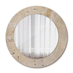 TULUP spogulis ar rāmi Dabas akmens, Ø50cm, Bēša cena un informācija | Spoguļi | 220.lv