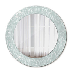 TULUP spogulis ar rāmi Rokas uzzīmēta kompozīcija, Ø50cm, Gaiši zils cena un informācija | Spoguļi | 220.lv