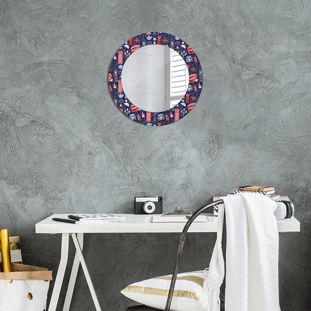 TULUP spogulis ar rāmi Londonas simbols, Ø50cm, Krāsains cena un informācija | Spoguļi | 220.lv