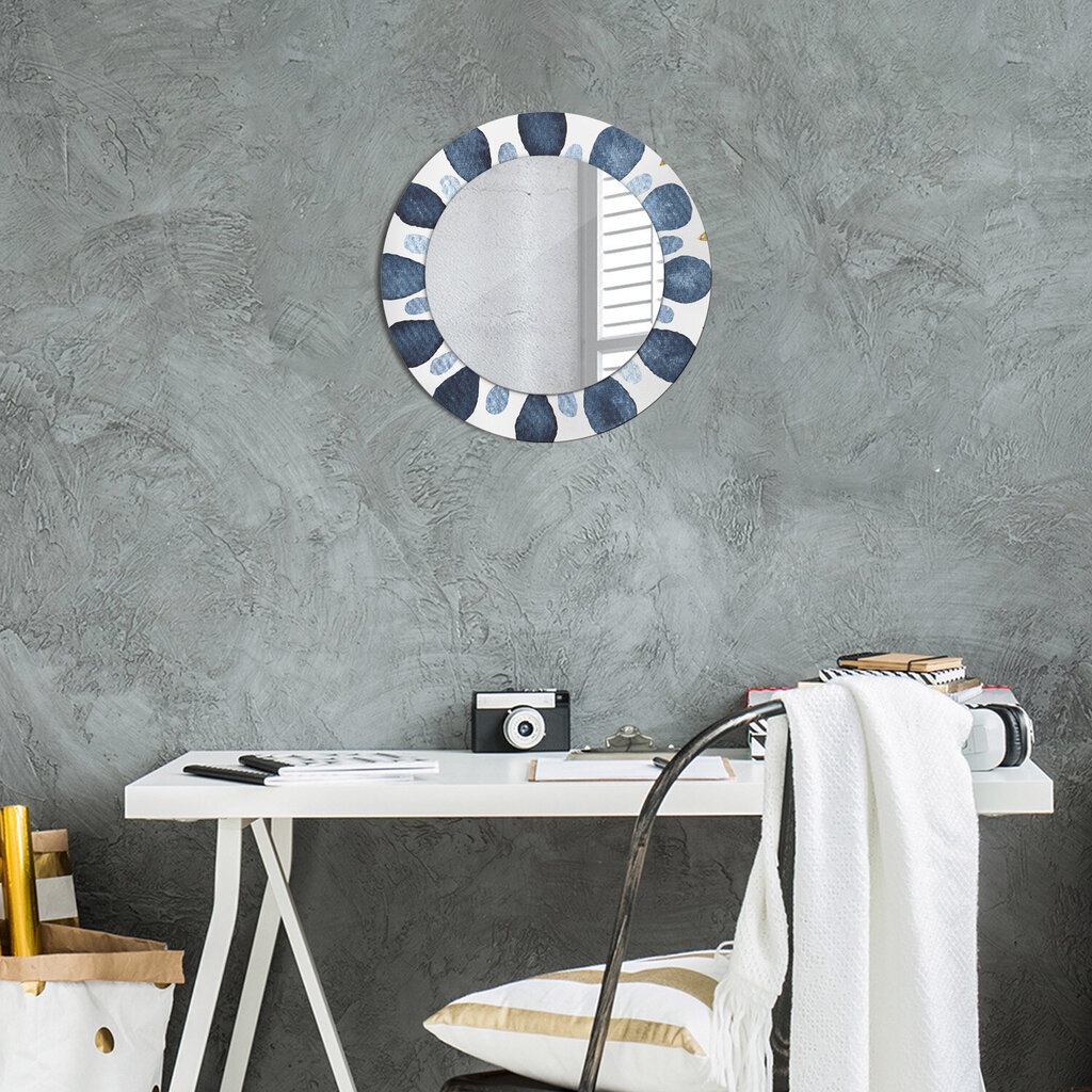 TULUP spogulis ar rāmi Mēness mandala, Ø50cm, Zils cena un informācija | Spoguļi | 220.lv