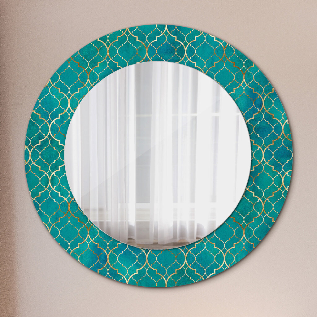 TULUP spogulis ar rāmi Zaļā un zelta kompozīcija, Ø50cm, Zaļš cena un informācija | Spoguļi | 220.lv
