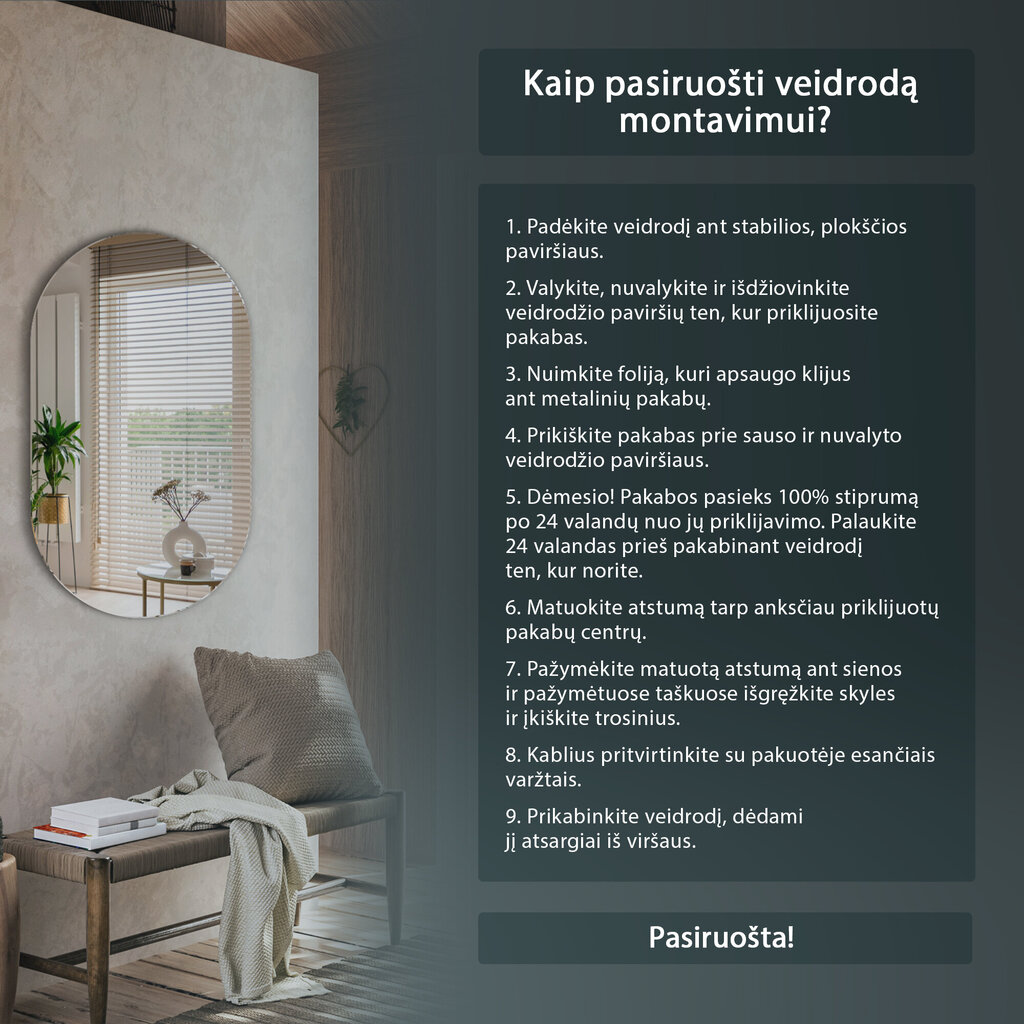 TULUP spogulis ar rāmi Terrazzo fons, Ø50cm, Baltums cena un informācija | Spoguļi | 220.lv