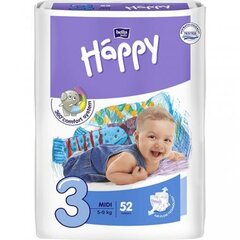 Autiņbiksītes Bella Baby Happy Midi, 3 (5-9 kg), 52 gab. cena un informācija | Autiņbiksītes | 220.lv