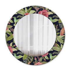 TULUP spogulis ar rāmi Hibiska ziedi, Ø50cm, Zaļš цена и информация | Зеркала | 220.lv