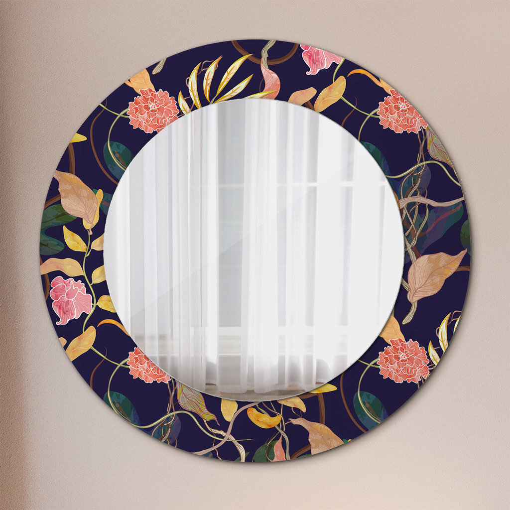 TULUP spogulis ar rāmi Watecolor augi, Ø50cm, Krāsains цена и информация | Spoguļi | 220.lv