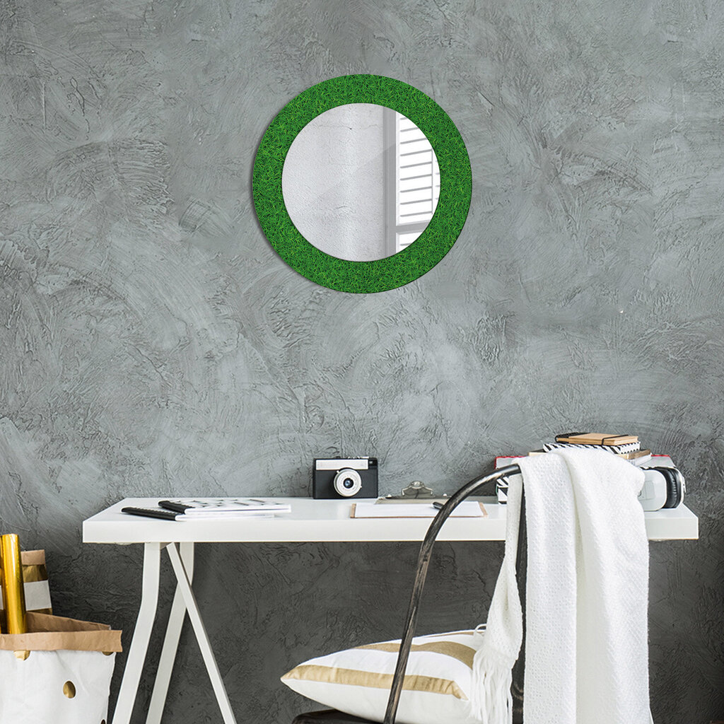 TULUP spogulis ar rāmi Zaļa zāle, Ø50cm, Zaļš cena un informācija | Spoguļi | 220.lv