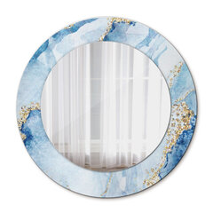TULUP spogulis ar rāmi Zils marmors ar zeltu, Ø50cm, Gaiši zils cena un informācija | Spoguļi | 220.lv