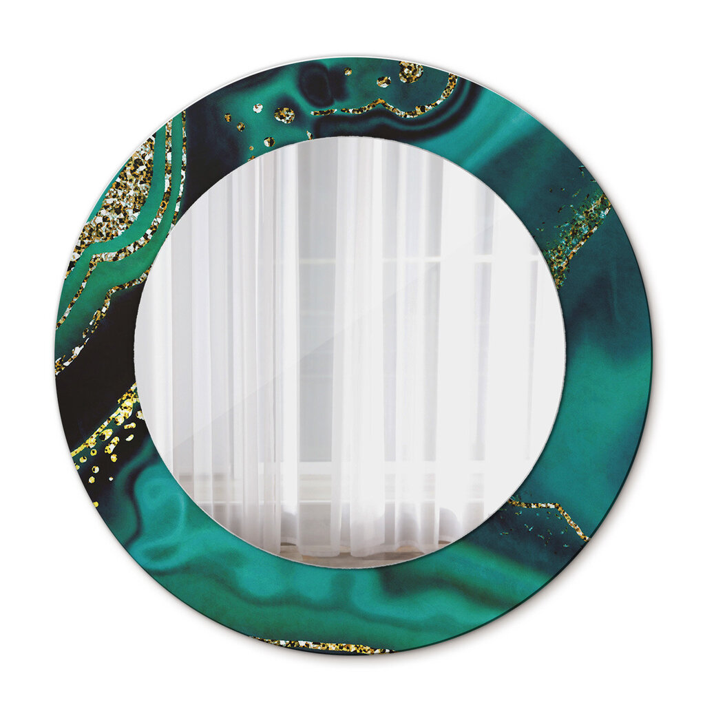TULUP spogulis ar rāmi Smaragda zaļš marmors, Ø50cm, Zaļš cena un informācija | Spoguļi | 220.lv