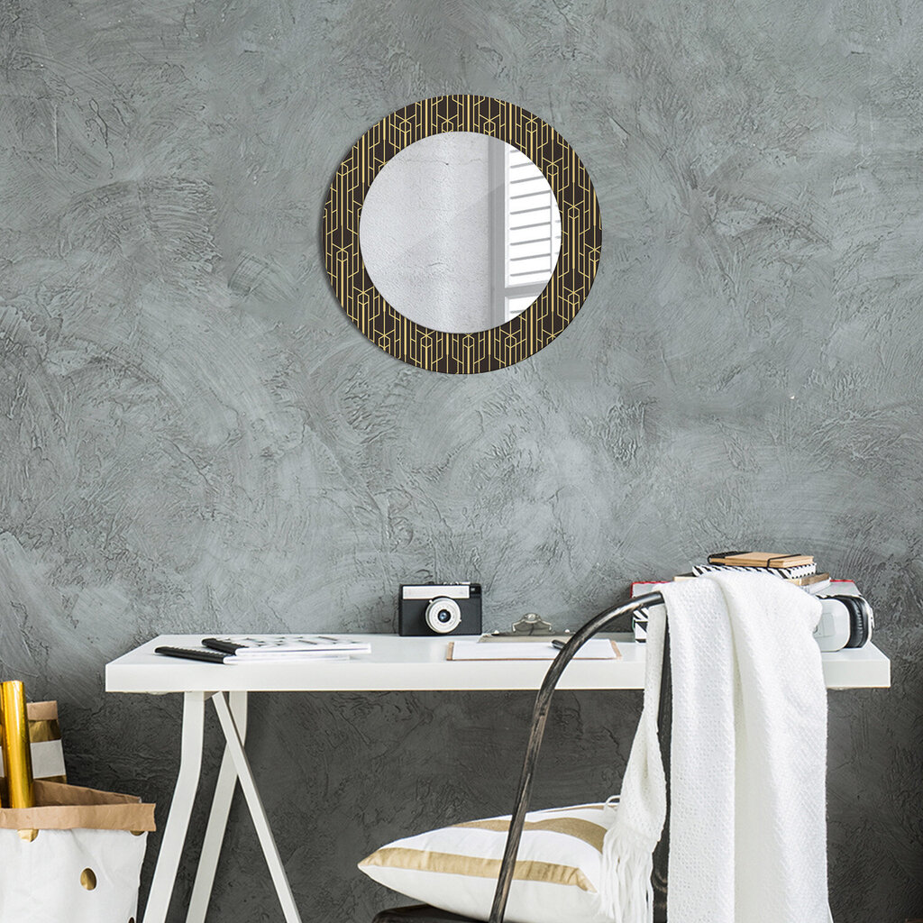 TULUP spogulis ar rāmi Abstrakts, Ø50cm, Zelts cena un informācija | Spoguļi | 220.lv