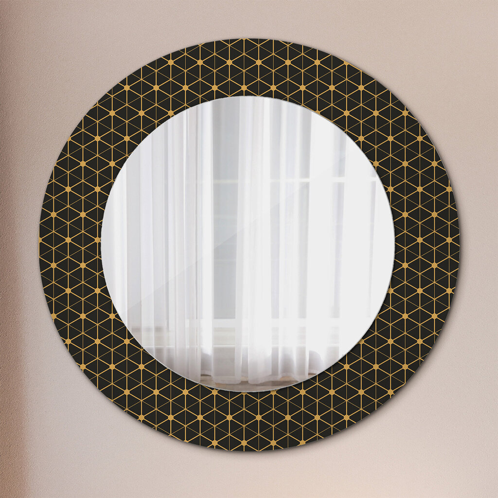TULUP spogulis ar rāmi Sešstūra ģeometrija, Ø50cm, Melns cena un informācija | Spoguļi | 220.lv