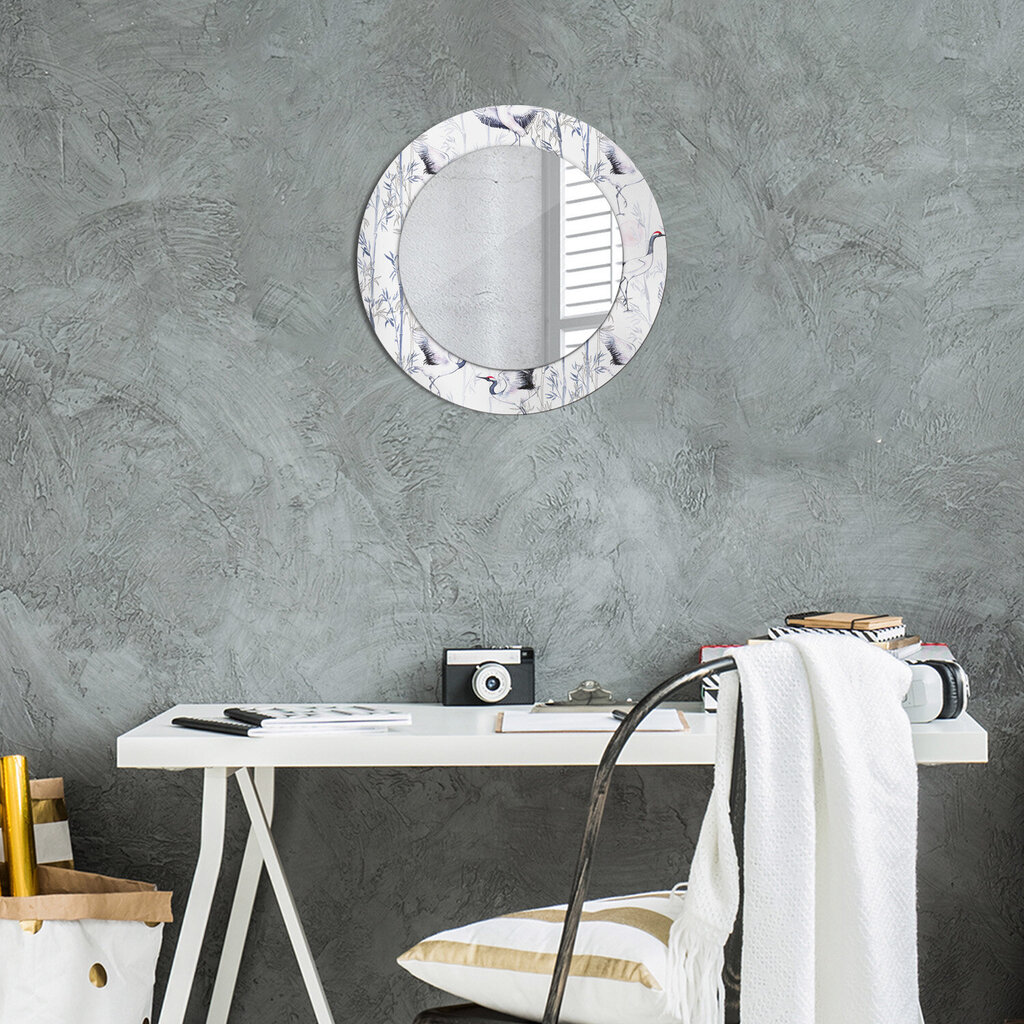 TULUP spogulis ar rāmi Carba putni, Ø50cm, Gaiši zils cena un informācija | Spoguļi | 220.lv