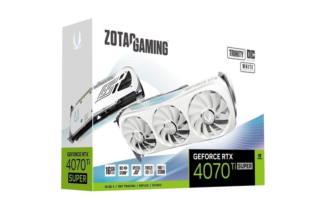 Zotac Gaming GeForce RTX 4070 Ti Super Trinity OC White Edition ZT-D40730Q-10P cena un informācija | Videokartes (GPU) | 220.lv