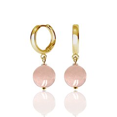 Женские позолоченные серебряные серьги с камнем Розовый кварц I.L.U.S цена и информация | Серьги | 220.lv