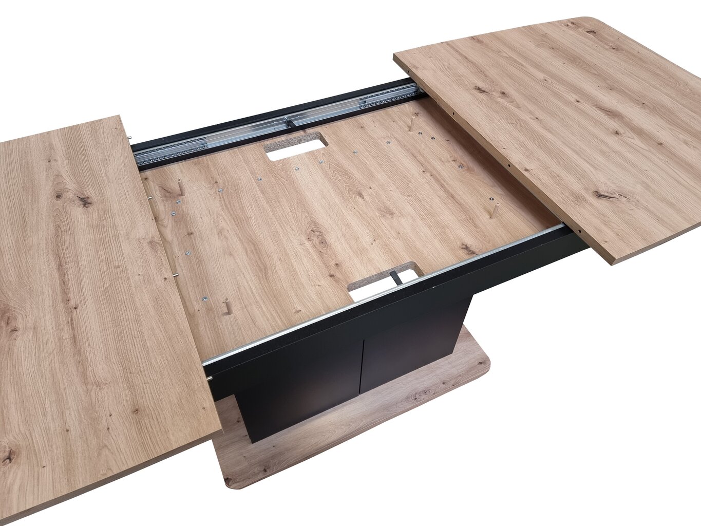 Paplašināms galds Szynaka Meble Star 03, melns/brūns cena un informācija | Virtuves galdi, ēdamgaldi | 220.lv