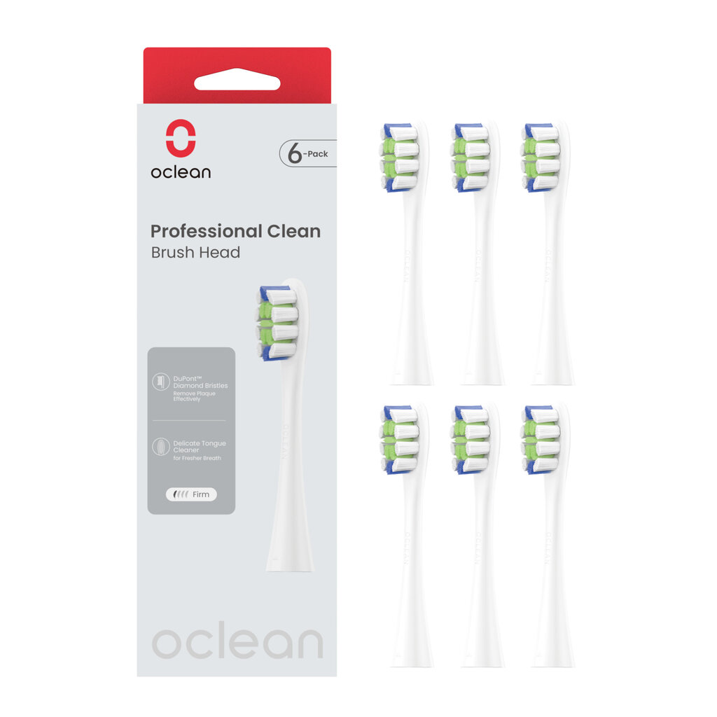 Oclean Professional Clean brush head P1C1 W06 6pcs White cena un informācija | Uzgaļi elektriskajām zobu birstēm | 220.lv